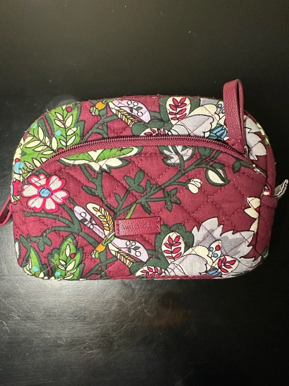 Vera Bradley Wine Floral Quilted Cosmetic Pouch in Bordeaux Blooms